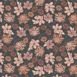 Viskose Jersey Blumen - dunkelgrau