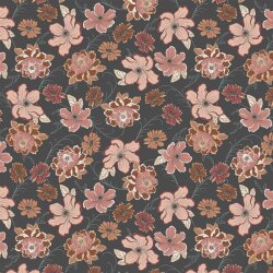 Viskose Jersey Blumen - dunkelgrau