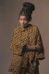 Viskose Leinen vorgewaschen Punkte - hellbraun