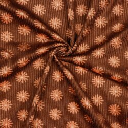 Cordstoff vorgewaschen Blumen - nougat