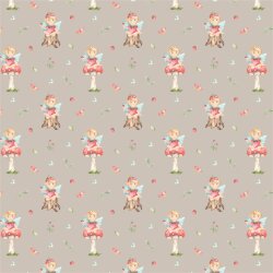 Baumwollpopeline Digital  Blumenelfen - beige