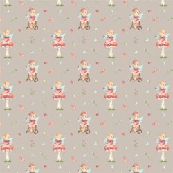 Baumwollpopeline Digital  Blumenelfen - beige
