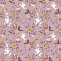 Baumwollpopeline Organic Blumen - helllila