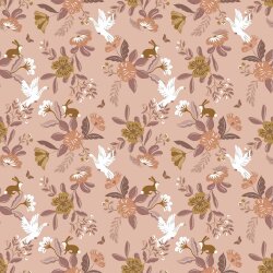 Baumwollpopeline Organic Blumen - altrosa