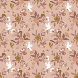 Baumwollpopeline Organic Blumen - altrosa