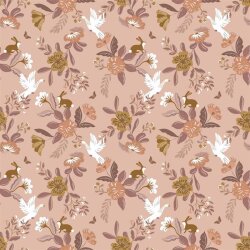 Baumwollpopeline Organic Blumen - altrosa