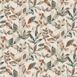 Leinen Jersey Digital Blätter - dunkelgrün/ TERRACOTTA