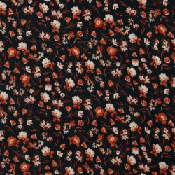 Musselin Digital Blumen - schwarz