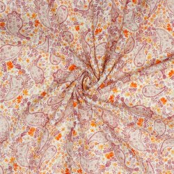Musselin Digital Paisley - weiss/altperlrosa