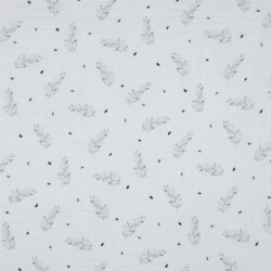 Musselin Organic Digital Blätter - weiss