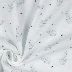 Musselin Organic Digital Blätter - weiss