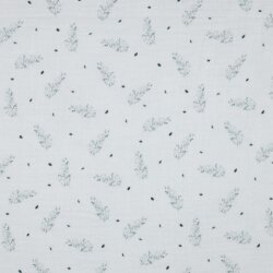 Musselin Organic Digital Blätter - weiss