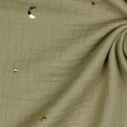 Musselin Gold Mond und Sterne - taupe