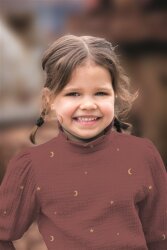 Musselin Gold Mond und Sterne - taupe