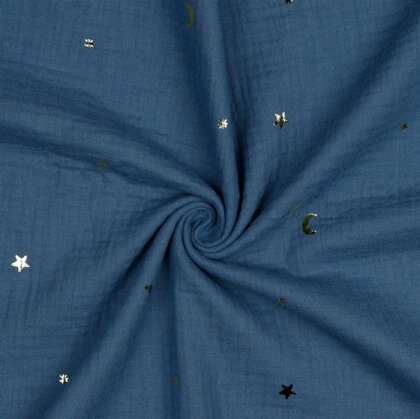 Musselin Gold Mond nund Sterne - jeans