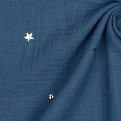 Musselin Gold Mond und Sterne - jeans