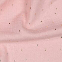Musselin Gold Striche - hellpink