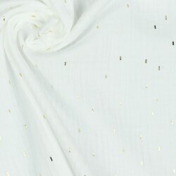 Musselin Gold Striche - altweiss