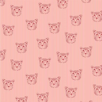 Baumwollpopeline Leopardenköpfe - softrosa