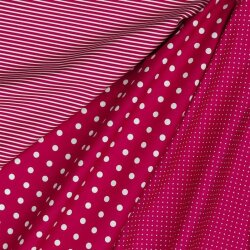 Baumwollpopeline Streifen - dunkelpink