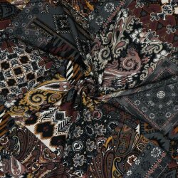 Viskosestoff Digital ETHNIC PATCH - dunkelgrau