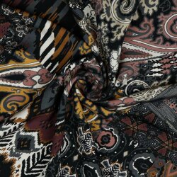 Viskosestoff Digital ETHNIC PATCH - dunkelgrau