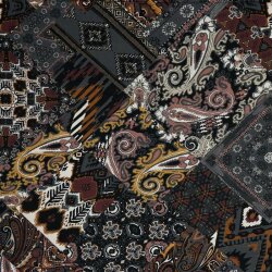 Viskosestoff Digital ETHNIC PATCH - dunkelgrau