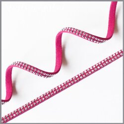 Lederband mit Silberdecor matt pink