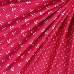 Baumwollpopeline kleine Anker - pink