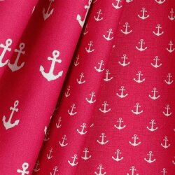 Baumwollpopeline kleine Anker - pink