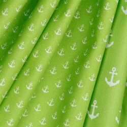 Baumwollpopeline kleine Anker - limette