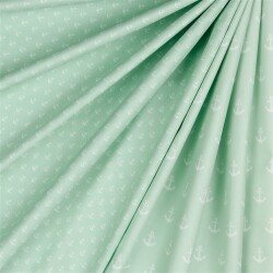 Baumwollpopeline kleine Anker - mint