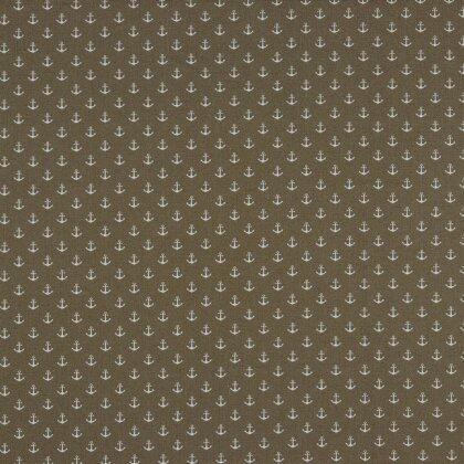 Baumwollpopeline kleine Anker - taupe