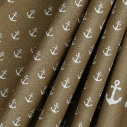 Baumwollpopeline kleine Anker - taupe
