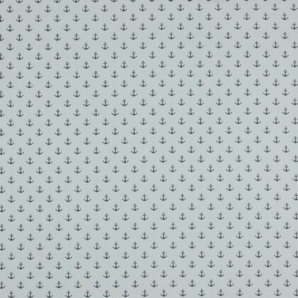 Baumwollpopeline kleine Anker - weiß/GREY