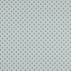 Baumwollpopeline kleine Anker - weiß/GREY