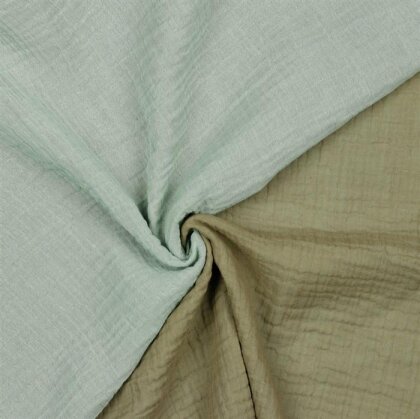 Doppelseitiger Musselin Organic - nilblau/taupe