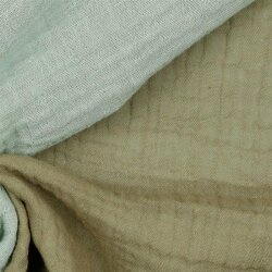 Doppelseitiger Musselin Organic - nilblau/taupe
