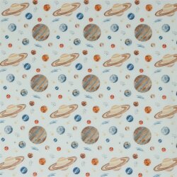 Baumwollpopeline Digital Weltraum - weiß