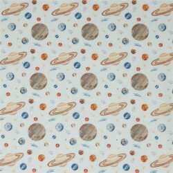 Baumwollpopeline Digital Weltraum - weiß