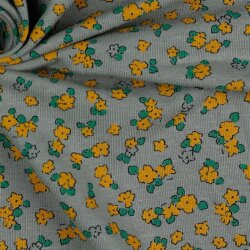 LeinenJersey kleine Blumen - grau