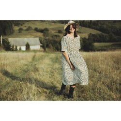 LeinenJersey kleine Blumen - grau