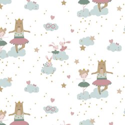 Baumwollpopeline Organic süße Ballerina Tiere...