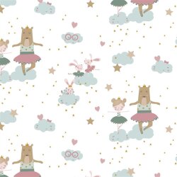 Baumwollpopeline Organic süße Ballerina Tiere...