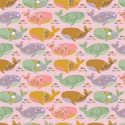 Baumwollpopeline Organic bunte Wale - hellrosa