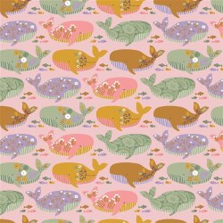 Baumwollpopeline Organic bunte Wale - hellrosa