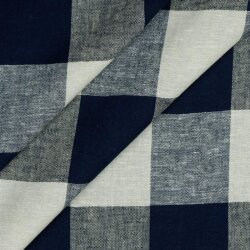Viskose Leinen YARN DYED CHECK - dunkelblau