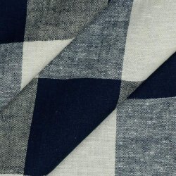 Viskose Leinen YARN DYED CHECK - dunkelblau