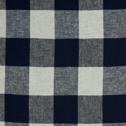 Viskose Leinen YARN DYED CHECK - dunkelblau