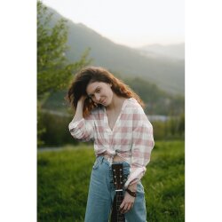 Viskose Leinen YARN DYED CHECK - dunkelblau